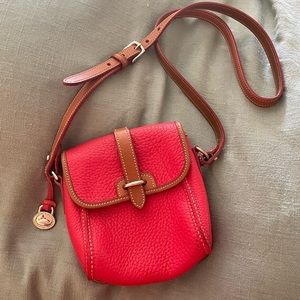 Vintage red leather Dooney & Bourke mini flap handbag